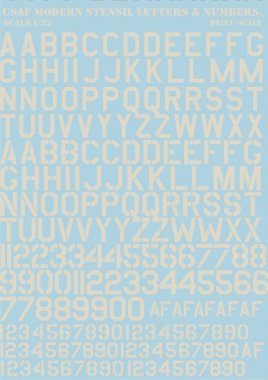 1/32 USAF Modern Stencil Letters & Numbers (White)