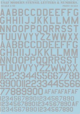 1/32 USAF Modern Stencil Letters & Numbers (Grey)