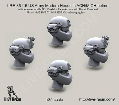 1/35 Modern US Army Heads in ACH/MICH Helmet without Cover