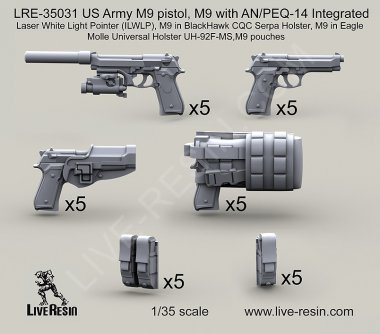 1/35 US Army M9 Pistol, M9 with AN/PEQ-14 Integrated