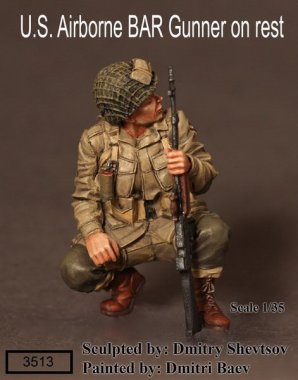 1/35 WWII US Army Airborne BAR Gunner on Rest