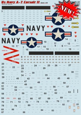 1/48 A-7 Corsair II Technical Stencils