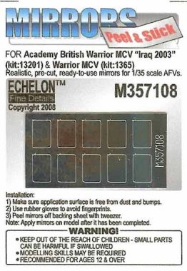 1/35 British Warrior MCV Mirrors for Academy
