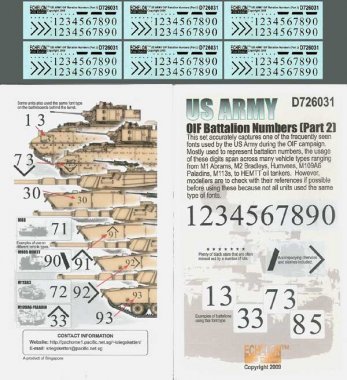 1/72 US Army OIF Battalion Numbers (Part.2)