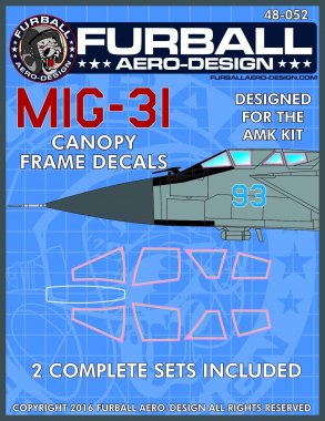1/48 MiG-31 Canopy Frame Decals for AMK