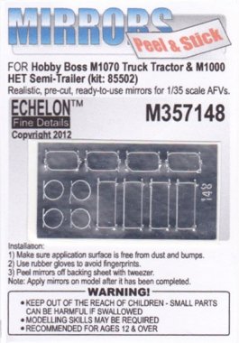 1/35 M1070 Tractor & M1000 Semi-Trailer Mirrors for Hobby Boss