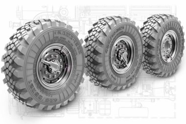 1/35 Sagged Wheels Set "Kama" for 4x4 Truck Kamaz-4350 (4+1 pcs)