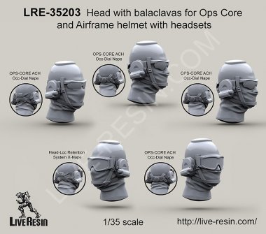 1/35 Head with Balaclavas for Ops Core and Airframe Helmet