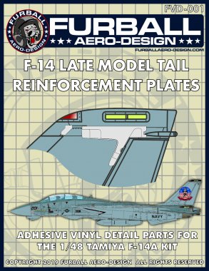 1/48 Vinyl Adhesive F-14A Late Tail Stiffener Plates for Tamiya