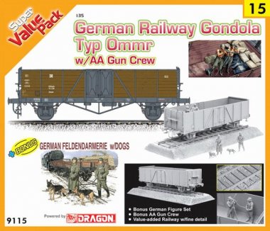 1/35 German Railway Gondola Typ Ommr w/ AA Gun Crew