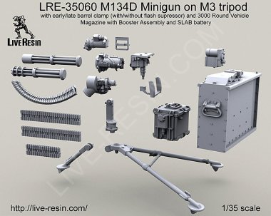 1/35 M134D Minigun on M3 Tripod with Early/Late Barrel Clamp