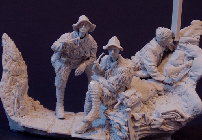 1/32 WWI Allied Trench "3 Figures w/Heads, Accessories, Base" - Click Image to Close