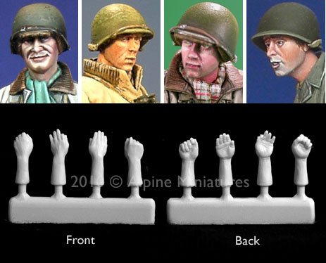 1/35 US Helmet Heads & Hands - Click Image to Close