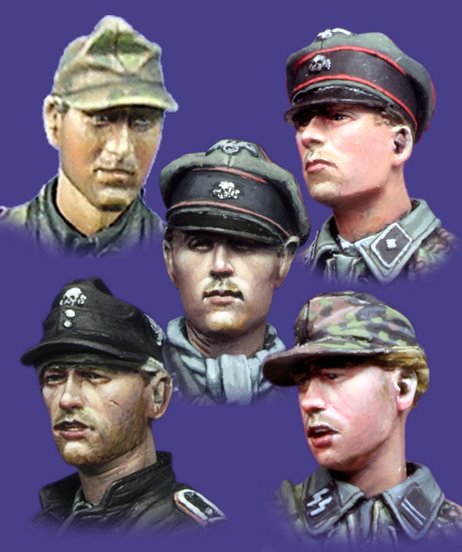 1/35 WWII German WSS Panzer Crew Heads Set #2 - Click Image to Close