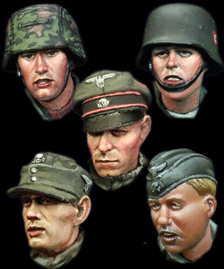 1/35 WWII German WSS Heads Set #3 - Click Image to Close