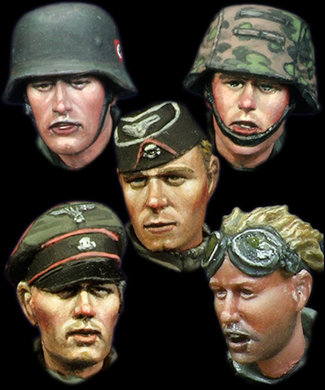 1/35 WWII German WSS Heads Set #4 - Click Image to Close