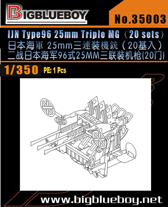 1/350 WWII IJN Type 96 25mm Triple MG (20 pcs) - Click Image to Close
