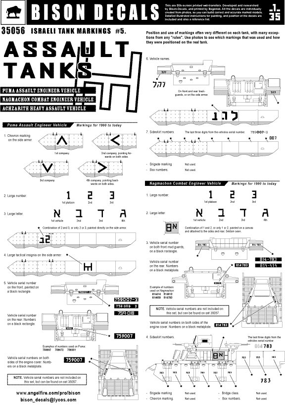 1/35 Israeli Tank Markings #5 - Assault Tanks - Click Image to Close