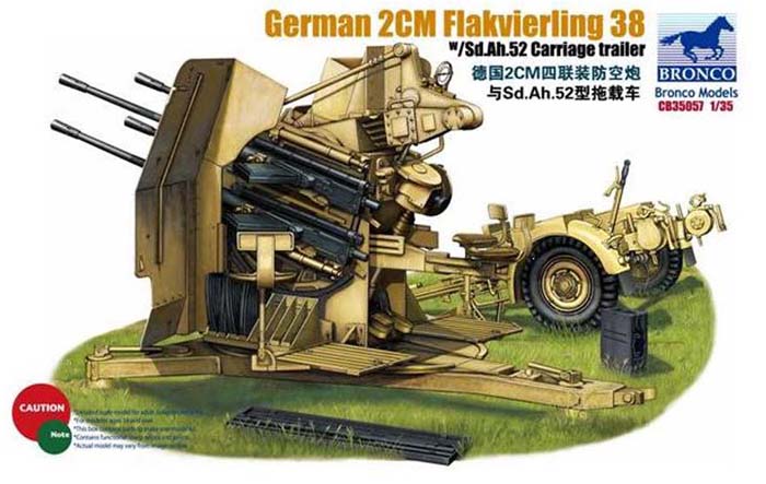 1/35 German 2cm Flakvierling 38 w/Sd.Ah.52 Carriage Trailer - Click Image to Close