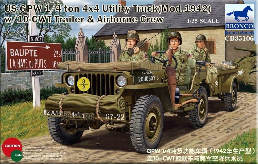 1/35 US GPW 1/4t 4x4 Utility Truck (Mod.1942) w/Trailer & Crew - Click Image to Close