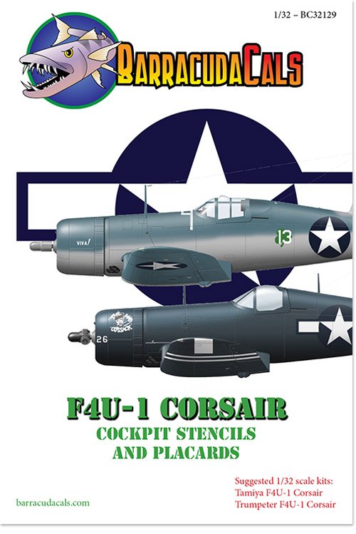 1/32 F4U-1 Corsair Cockpit Stencils and Placards - Click Image to Close