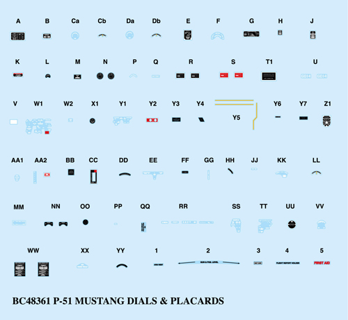 1/48 P-51D Cockpit Stencils and Placards - Click Image to Close