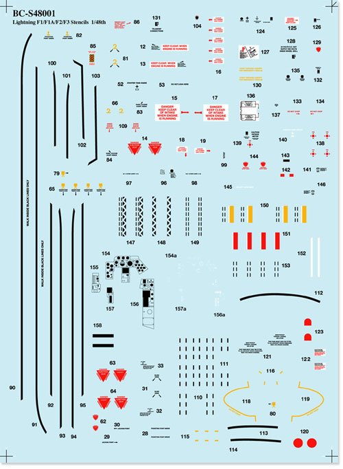 1/48 BAC Lightning F1/F2/F3 Stencils - Click Image to Close