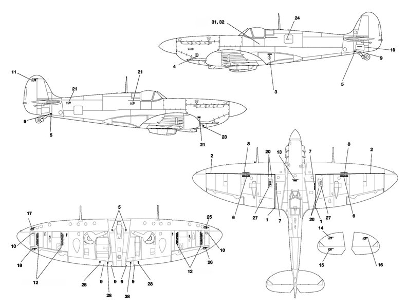 1/48 Spitfire Mk.I~VI Stencils - Click Image to Close