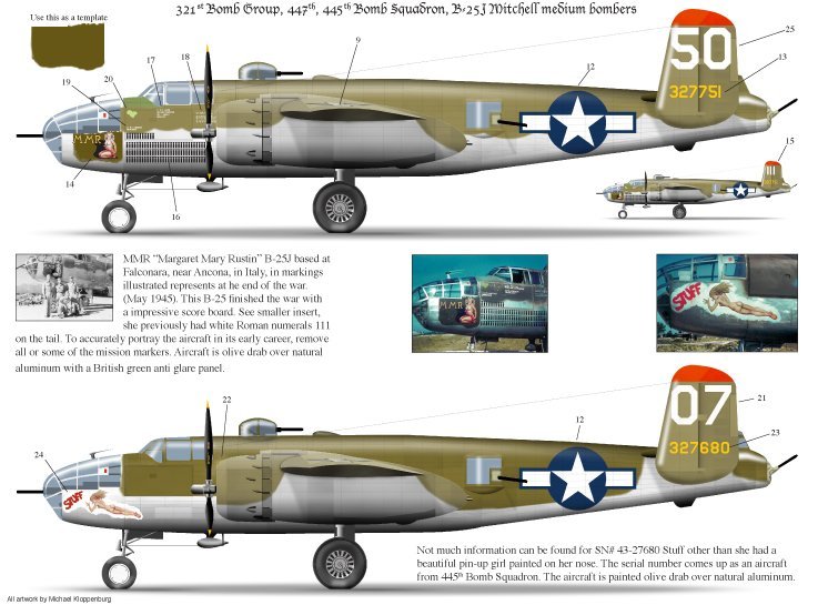1/48 B-25J, "MMR" 321st BG/447th BS & "Stuff" 321st BG/445th BS - Click Image to Close