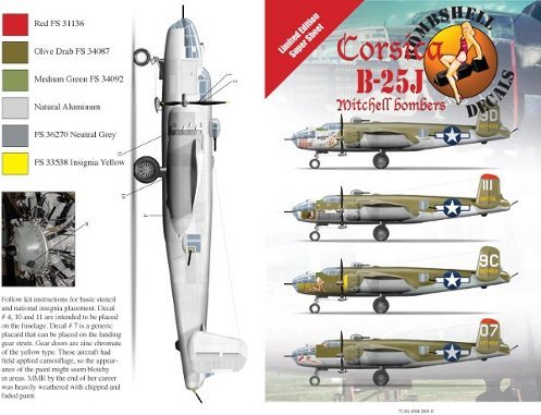 1/72 B-25J Mitchell Bombers, Limited Edition "Super Sheet" - Click Image to Close