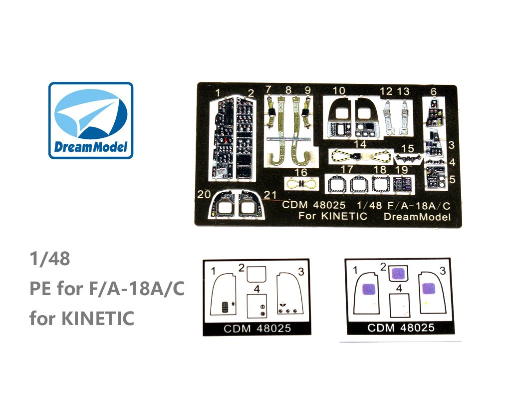 1/48 Cockpit Color Etching Parts for F/A-18A/C Hornet (Kinetic) - Click Image to Close
