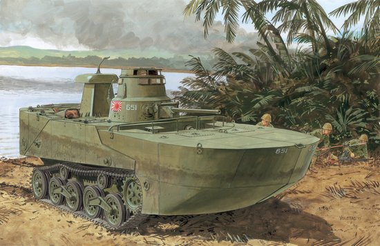 1/35 IJN Type 2 (Ka-Mi) Amphibious Tank w/Floating Pontoons Late - Click Image to Close