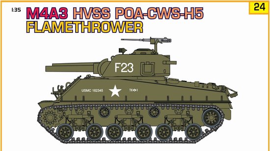 1/35 M4A3 HVSS POA-CWS-H5 Flamethrower w/ US Marines Figures - Click Image to Close