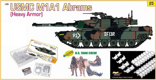 1/35 USMC M1A1 Abrams (Heavy Armor) w/ US Tank Crew - Click Image to Close
