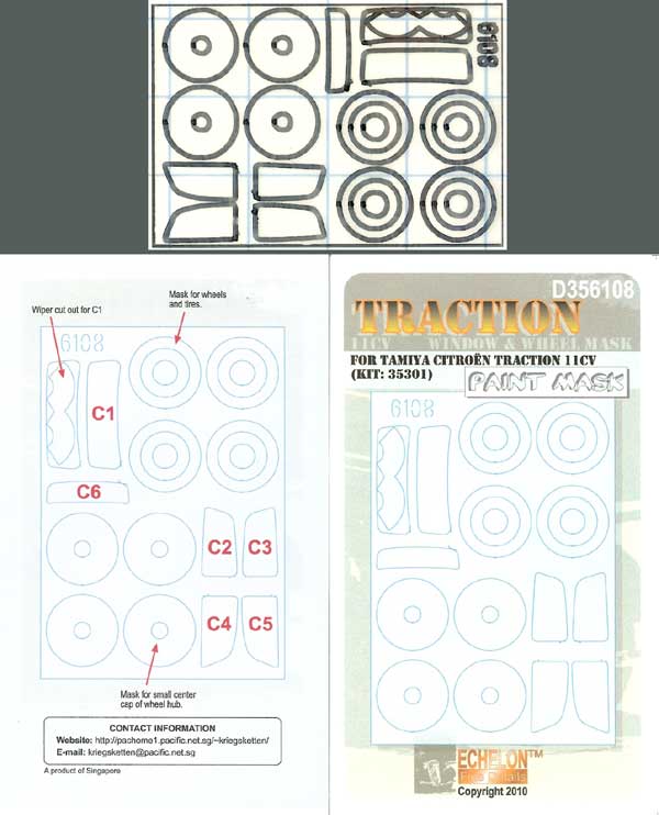 1/35 Citroen Traction 11CV Window & Wheel Mask - Click Image to Close