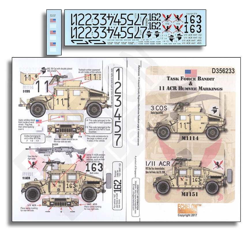 1/35 Task Force Bandit & 11 ACR Humvee Markings - Click Image to Close