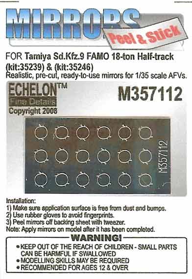 1/35 Sd.Kfz.9 Famo 18 ton Half-Track Mirrors for Tamiya - Click Image to Close