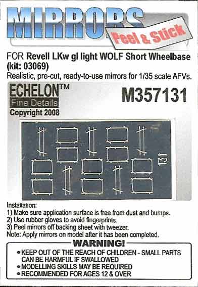1/35 LKw gl Light Wolf Mirrors for Revell - Click Image to Close
