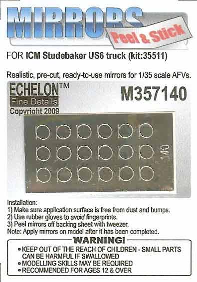 1/35 Studebaker US6 Truck Mirrors for ICM - Click Image to Close