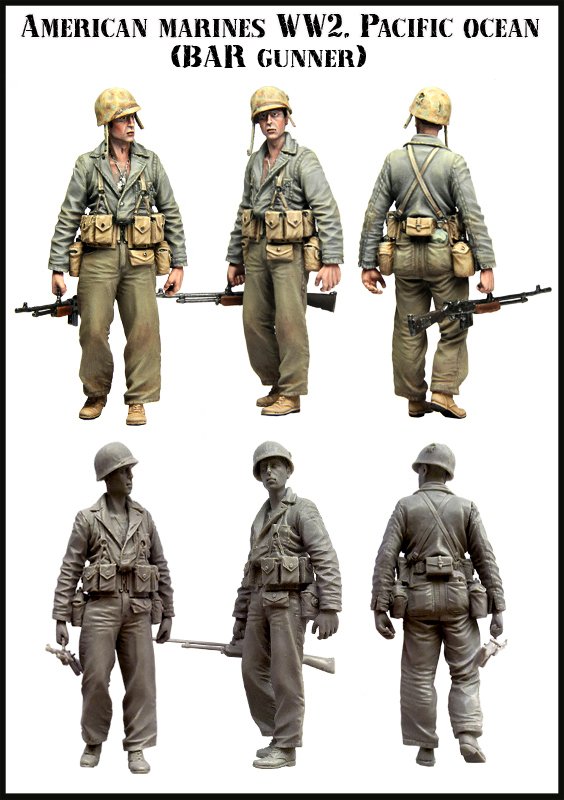 1/35 WWII US Marine BAR Gunner, Pacific Ocean - Click Image to Close