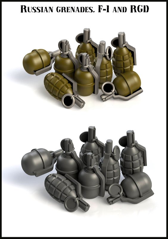 1/35 Russian Grenades, F-1 and RGD - Click Image to Close