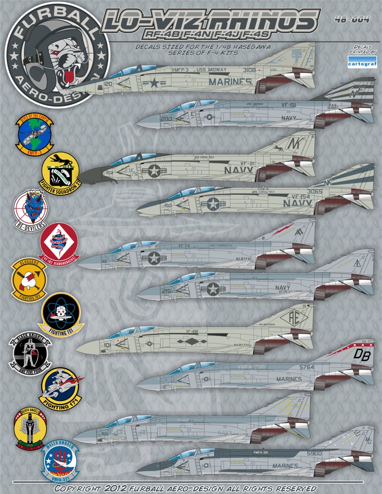 1/48 RF-4B/F-4N/F-4J/F-4S Phantom II "Lo-Viz Rhinos" - Click Image to Close