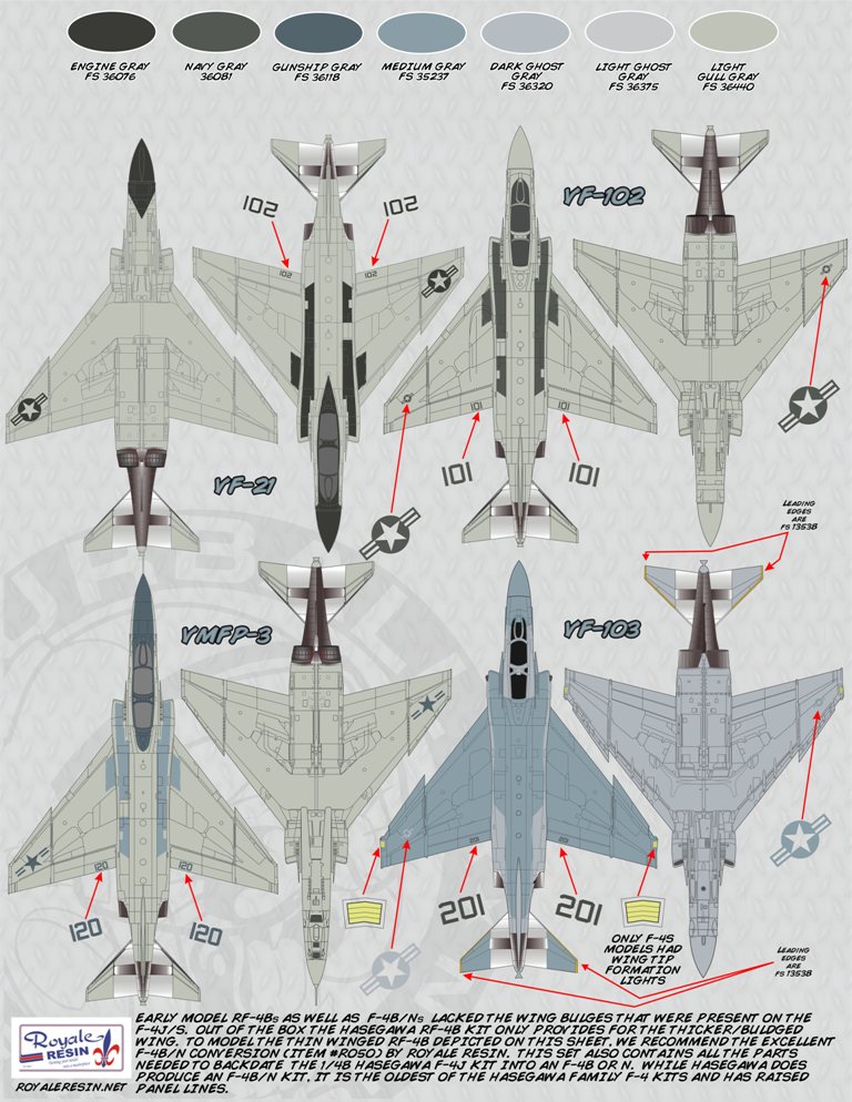 1/48 RF-4B/F-4N/F-4J/F-4S Phantom II "Lo-Viz Rhinos" - Click Image to Close