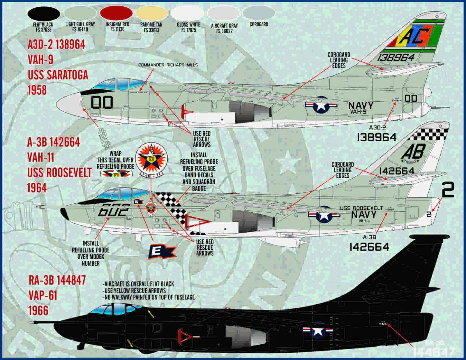 1/48 A3D-1/A3D-2/A3B/RA-3B Skywarrior, Killer Whales Part.1 - Click Image to Close