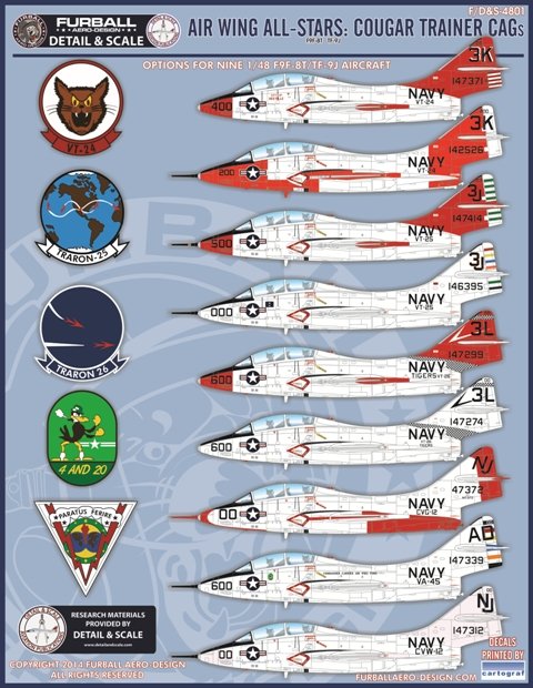 1/48 F9F-8T & TF-9J Cougar Trainer CAGs, Air Wing All Stars - Click Image to Close
