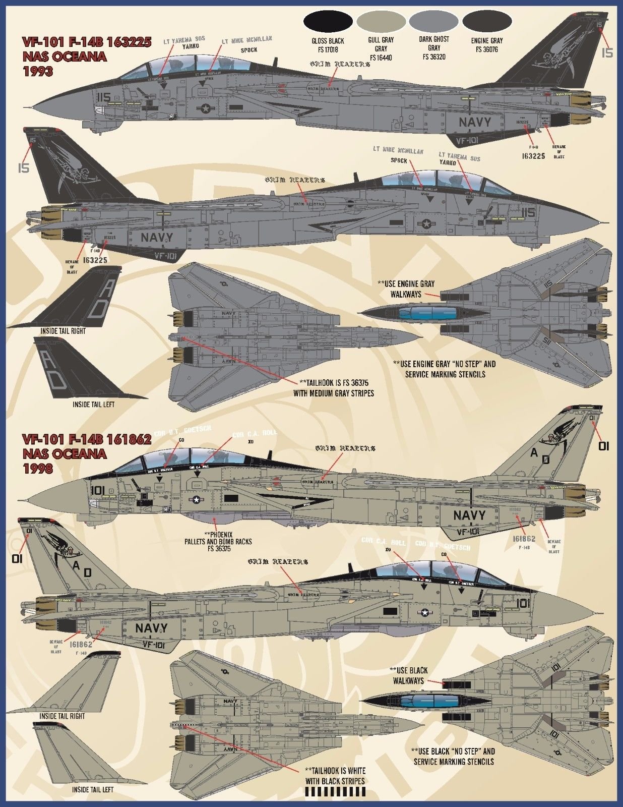 1/48 F-14A/B Tomcat, Colors & Markings Part.2 - Click Image to Close