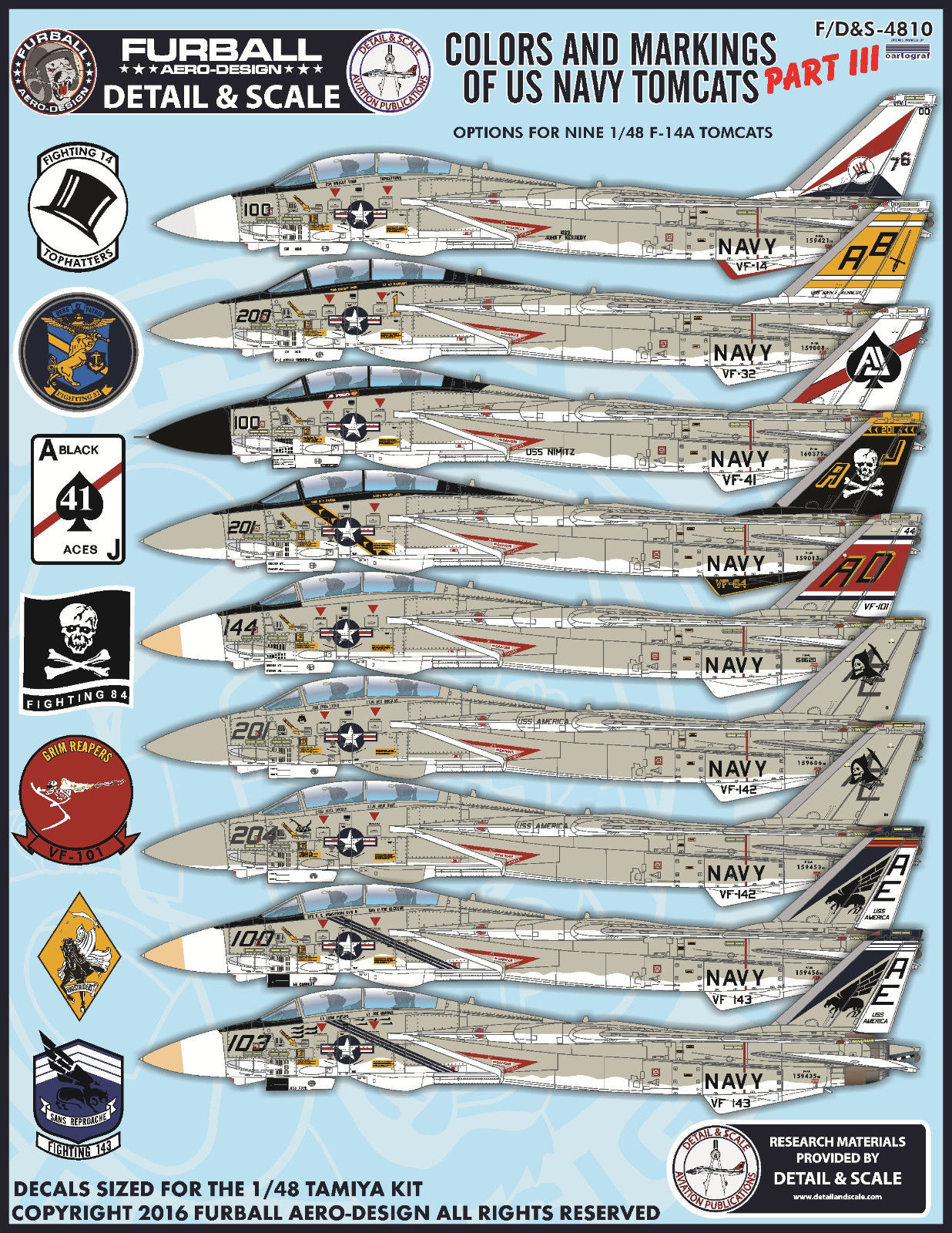 1/48 F-14A/B Tomcat, Colors & Markings Part.3 - Click Image to Close