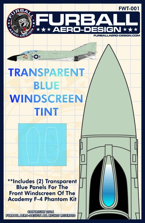 1/48 F-4 Blue Windscreen Tint Film for Academy - Click Image to Close