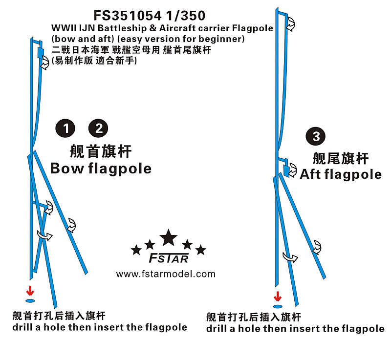 1/350 WWII IJN Battleship & Aircraft Carrier Flagpole - Click Image to Close