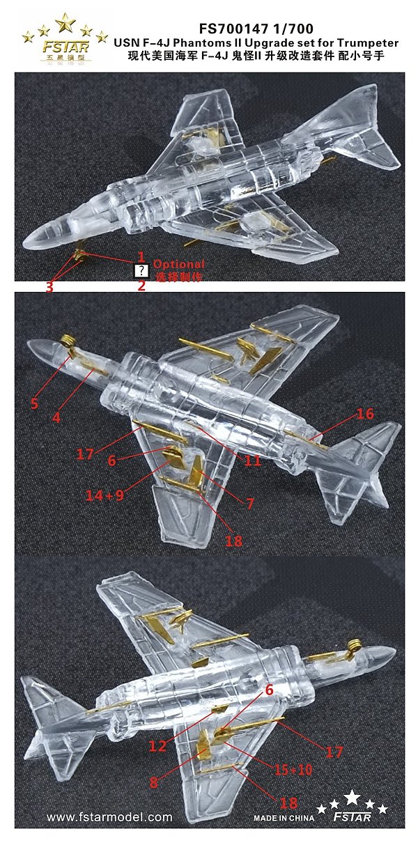 1/700 USN F-4J Phantoms II Upgrade Set for Trumpeter - Click Image to Close